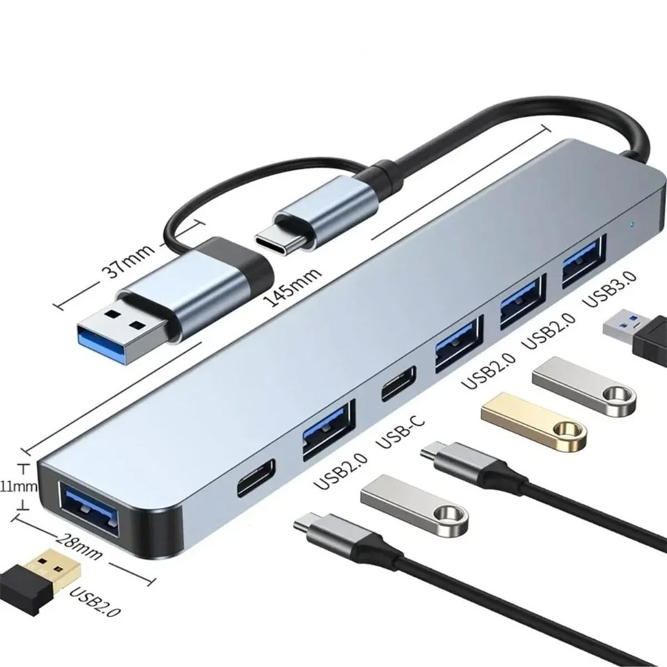 7 in 1 USB/Type-C TO USB A+USB C-USB 2.0/3.0 Çevirici